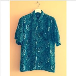 VTG GAP 100% RayonBlack & White Paisley Shirt SZ M